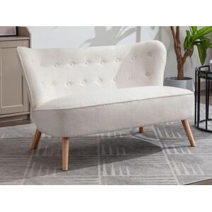 Vente unique Canape 2 places en tissu bouclette blanc LOCARNO