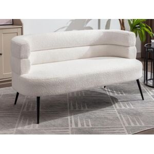 Vente unique Canape 2 places en tissu bouclette blanc CAMEDO