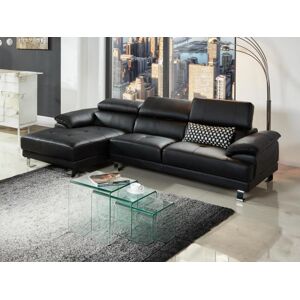 Vente uniquecom Canape dangle gauche en cuir premium noir EXCELSIORA