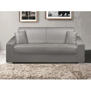 Vente-unique Canape 3 places convertible express en simili EMIR - Gris - Couchage a lattes larges 140 cm - Matelas 18 cm