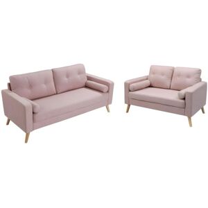 Vente unique Canapes 3 places et 2 places en tissu effet lainage a bouclettes TATUM Rose