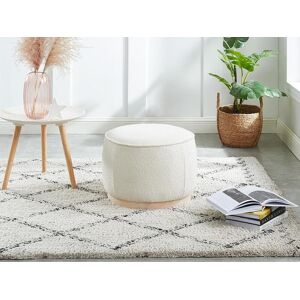 Vente unique Pouf en tissu bouclette et socle en bois clair MILODEN