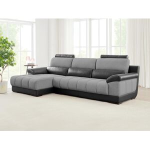 Vente uniquecom Canape dangle gauche en tissu et cuir noir et gris ARAGON