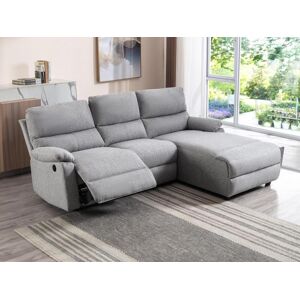 Vente-unique Canape d'angle relax electrique en tissu LUNANO - Gris clair - Angle droit