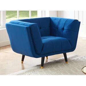 Vente-unique Fauteuil SAMANTHA II en velours - Bleu nuit