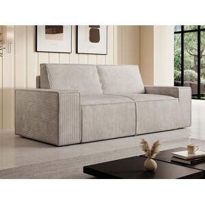 Vente unique Canape 2 places en velours cotele beige AMELIA