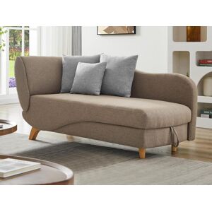 Vente-unique Meridienne droite convertible en tissu marron avec coffre de rangement PENELOPE