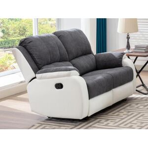 Vente-unique Canape 2 places relax en microfibre et simili gris et blanc BRODY