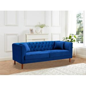 Vente unique Canape 3 places chesterfield en velours bleu nuit ARSENE