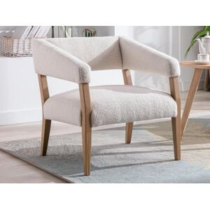 Vente unique Fauteuil en tissu bouclette creme KAHINA