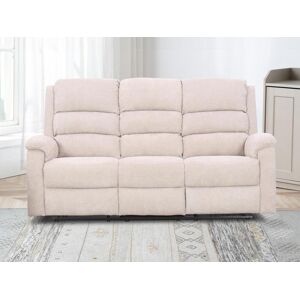 Vente-unique Canape 3 places relax electrique en tissu beige avec tablette NEVERS