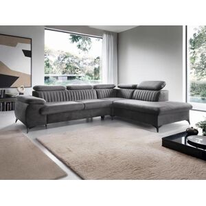 Canape grand angle droit convertible en velours gris anthracite SAMARA de Pascal Morabito