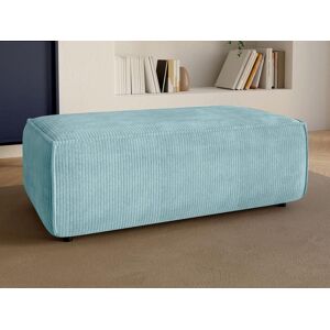 Vente unique Pouf en velours cotele bleu turquoise AMELIA