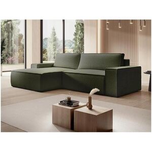 Vente unique Canape dangle gauche convertible en tissu texture vert AMELIA