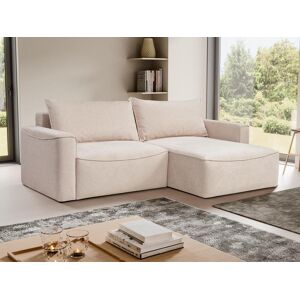 Vente-unique Canape d'angle convertible reversible en tissu texture beige ASTURIO