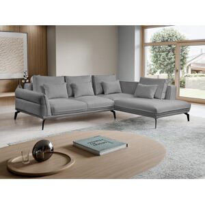 Vente-unique Canape d'angle droit convertible en tissu texture gris VILARETI