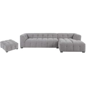 Canape d'angle droit et pouf en tissu chine gris DILOME de Pascal Morabito