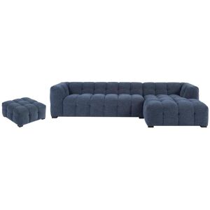 Canape dangle droit et pouf en tissu chine bleu DILOME de Pascal Morabito