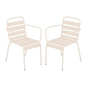 Lot de 2 fauteuils de jardin empilables en metal - Beige - MIRMANDE de MYLIA