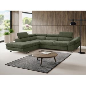 Vente unique Canape dangle gauche convertible en tissu texture vert DALIAS