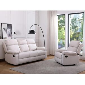 Vente-unique Fauteuil relax en tissu beige LANA