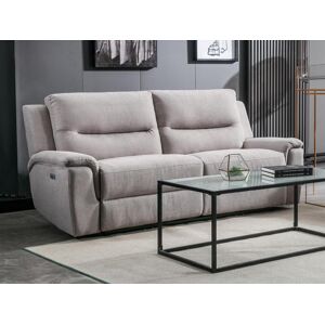 Vente-unique Canape 3 places relax electrique en tissu gris clair URSULA II