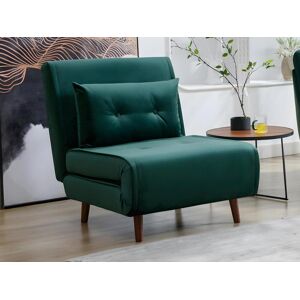 Vente-unique Fauteuil convertible en velours vert sapin URIBIA