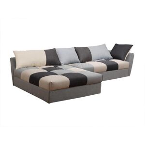 Vente-unique Canape d'angle convertible en tissu ROMANE - Gris - Angle gauche