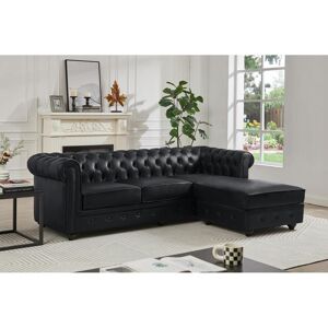 Vente unique Canape dangle droit chesterfield en cuir noir TOLEDO