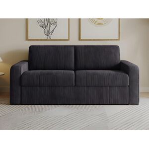 Vente-unique Canape 3 places convertible express en velours côtele gris anthracite - Couchage 140 cm - Matelas 18 cm - BEVIS