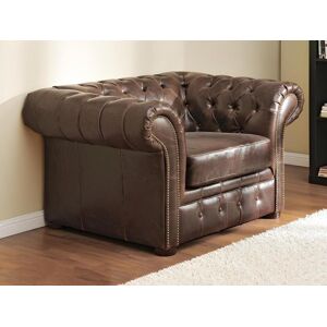 Vente-unique Fauteuil chesterfield CLOTAIRE 100% cuir vieilli