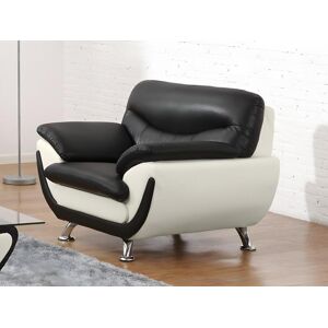 Vente-unique Fauteuil en simili INDICE - Bicolore noir et ivoire