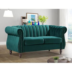 Vente-unique Canape chesterfield 2 places en velours vert emeraude TRUMBO