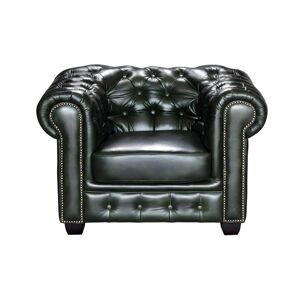 Vente uniquecom Fauteuil chesterfield BRENTON 100 cuir de buffle Vert empire