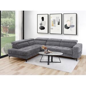 Vente unique Canape dangle gauche relax electrique avec assise coulissante en tissu anthracite MONISO