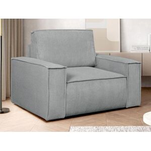 Vente unique Fauteuil en velours cotele gris clair AMELIA