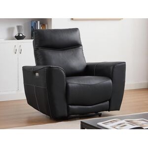 Vente unique Fauteuil relax electrique en cuir de vachette noir DAMON