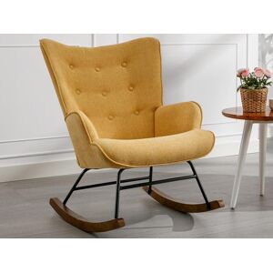 Vente unique Fauteuil a bascule en tissu chine jaune moutarde ELMINA II