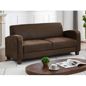 Vente unique Canape 3 places club en microfibre marron aspect cuir vieilli MADIE II