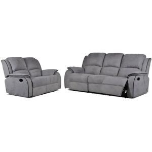 Vente-unique Canapes 3 places et 2 places relax en microfibre HERNANI - Gris