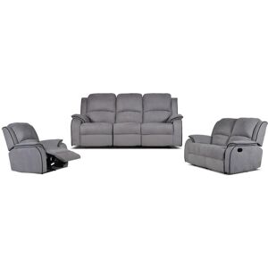 Vente-unique Canapes 3 places 2 places et un fauteuil relax en microfibre HERNANI - Gris