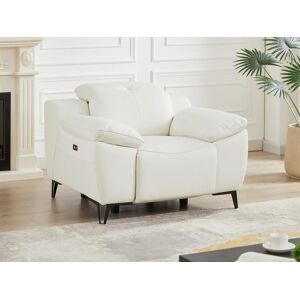 Vente uniquecom Fauteuil relax electrique en cuir blanc ROVETO