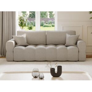 Vente unique Canape 3 places convertible en tissu bouclette gris clair ISSORO