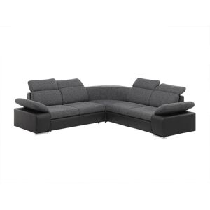 Vente unique Canape dangle convertible avec rangement en tissu et simili RABELAIS Bicolore anthracite et noir