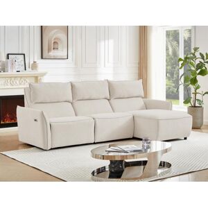 Vente unique Canape dangle droit relax electrique en tissu texture beige LOANO