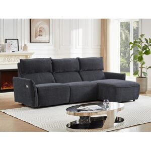 Vente unique Canape dangle droit relax electrique en tissu texture anthracite LOANO