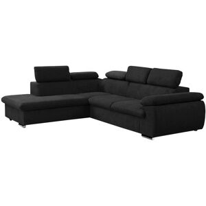 Vente unique Canape dangle convertible en tissu avec coffre de rangement FABIEN Noir Angle gauche