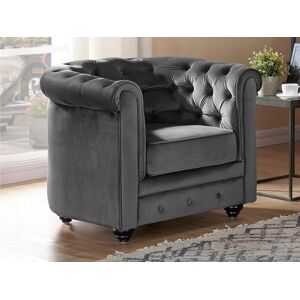 Vente-unique Fauteuil CHESTERFIELD - Velours anthracite