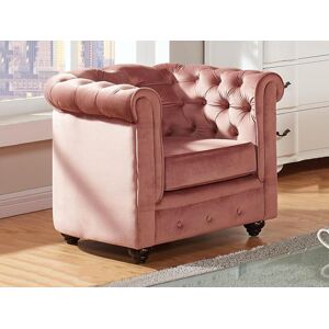 Vente-unique Fauteuil CHESTERFIELD - Velours rose pastel