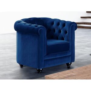 Vente unique Fauteuil CHESTERFIELD Velours bleu roi